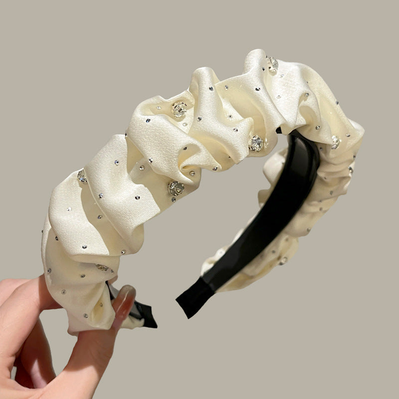 Wholesale Starry pleated headband French style rhinestone headband